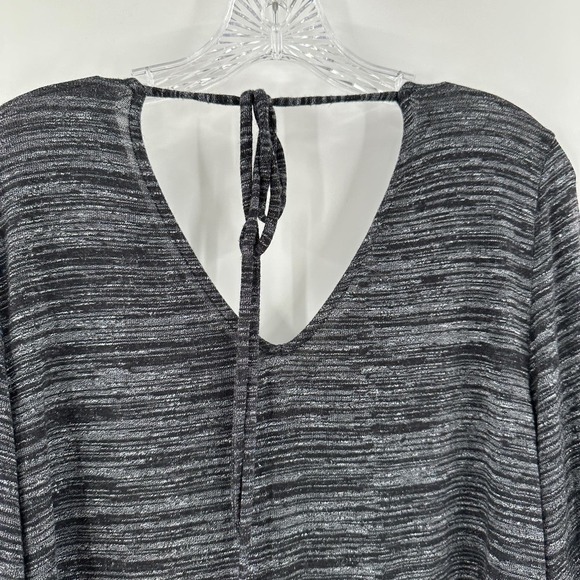 Ann Taylor LOFT Gray Space Dye V-Neck Bell Sleeve Casual Tunic Top Size Large - Picture 4 of 9